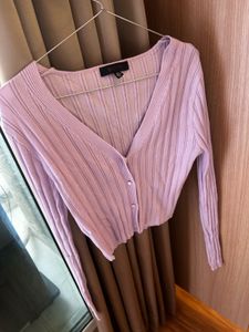 Lilac Knit Cropped Cardigan