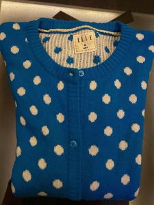 ELLE Blue Polka Dot Cardigan
