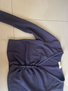 Navy Blue Cropped Cardigan Top