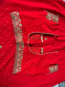 Elegant Red Embroidered Saree