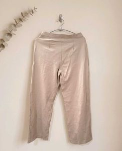 Neutral Wide-Leg Cropped Pants