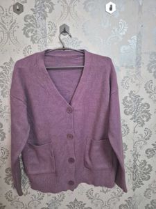 Lilac Knit Cardigan Sweater