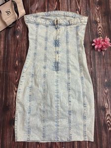 Y2K Strapless Denim Dress
