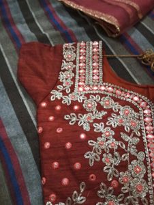 Maroon Embroidered Blouse