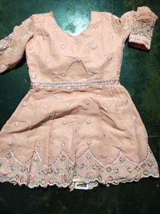 🌸 Stunning Peach Embroidered Sharara/Plazo Set