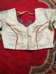 Lace Blouse with Red Piping