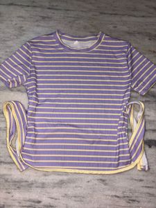 savanaS triped Tie-Back Crop Top