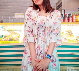 Floral Print jumpsuit with long shrug