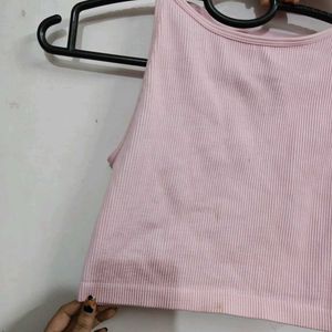 Ribbed Pink Crop Top