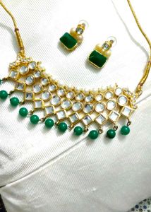 kundan &amp; pearl necklace set