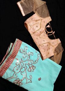 festive heavy saree with ready made blouse