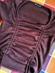 •Stylish Ruched Crop Topᯓ★
