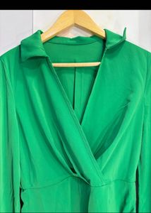 Green Feather Trim Wrap Dress BRAND NEW