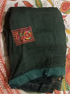 Embroidered Green Silk Saree