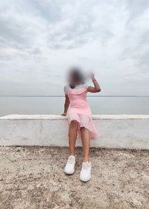 Cute Pink Gingham Dress with White Top