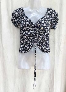 20139. Chic Floral Ruched Crop Top