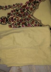 Embroidered Yellow dress material