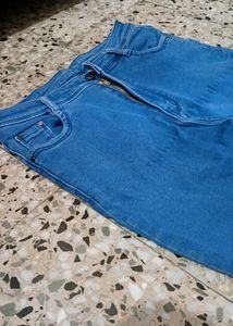 Blue Denim Jeans with Zipper Detail