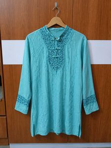 Turquoise Embroidered Kurta