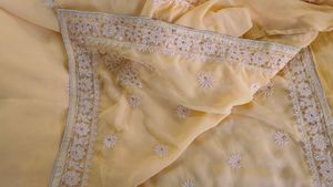 Beautiful Yellow Embroidered Saree