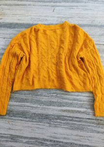 Mustard Knit Cropped Sweater