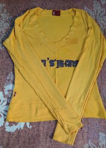 Yellow Long Sleeve Top with "Levi's Jeans" Graphic