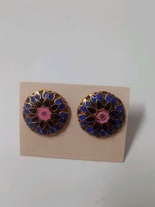 Floral Enamel Stud Earrings