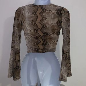 Windsor Snakeskin Print Mesh Top