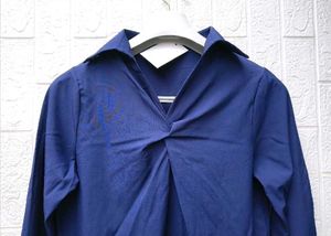 New with tag Korean Stylish Navy Twist Front Blous