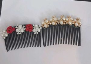 set of two Elegant Pearl &amp; Rhinestone Hair Comb