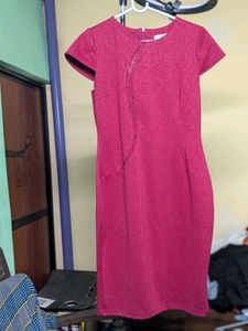 Burgundy Cap Sleeve Sheath Dress