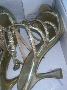 Sparkling Gold Strappy Heels