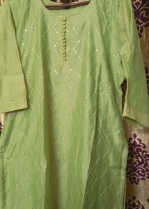 Soft Cotton Chanderi Silk Kurti 💚💚pista Colour