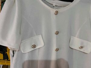 Elegant White Button-Up Dress