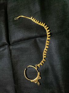 Traditional Gold Nose Ring with Chain