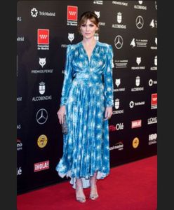 Blue Star Print Long Sleeve Dress
