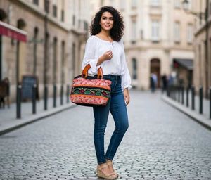 Handbag with Wooden Handle