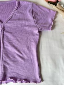 Lavender Ruched Tie-Up Top