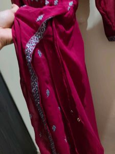 Elegant Maroon Embroidered Kurta with Dupatta