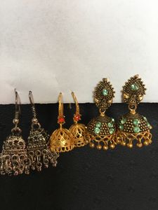 Women Set Of Three Jhumka Earrings