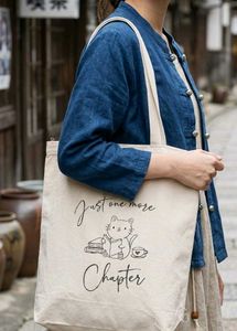 Cute Cat "Just One More Chapter" Tote Bag