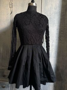 Chic Black Lace & Pleated Dress