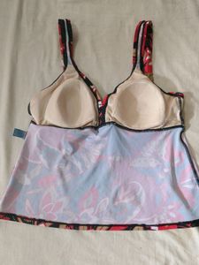 Black Floral Tankini Top