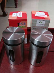 NEW STEEL &amp; GLASS STORAGE CONTAINER