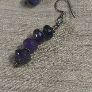 92.5 Amethyst Beaded Dangle Earrings