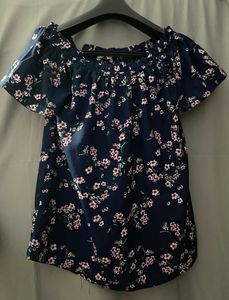 Honey by Pantaloons Blue Floral Off Shoulder Top