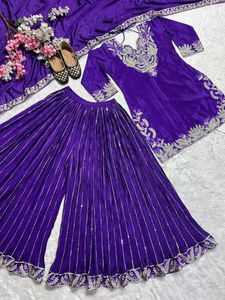 Stunning Purple Embroidered Kurta Set
