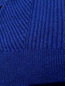 Blue Ribbed Knit Sweater