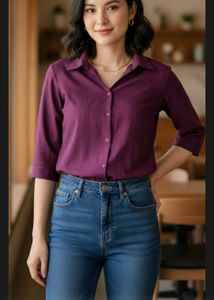 Purple 3/4 Sleeve Blouse