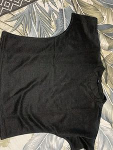 Black Ribbed Knit Top